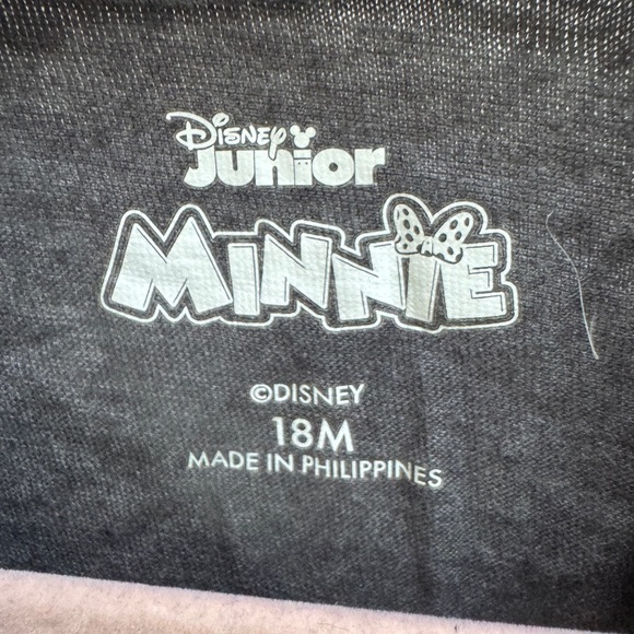 Disney Junior Minnie Mouse 18M Girls Gray & Pink Bowtastic Short Sleeve Blouse - Picture 3 of 4